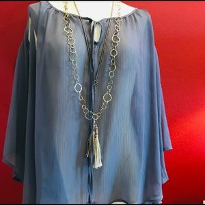 Joe Boxer Women’s Cold Shoulder Blouson Gray Lavender Size Large